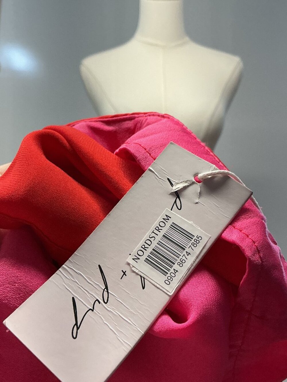 Petal & Pup Lulu M Red Pink Two Piece Maxi Skirt Set Colorblock High Low - Picture 10 of 15